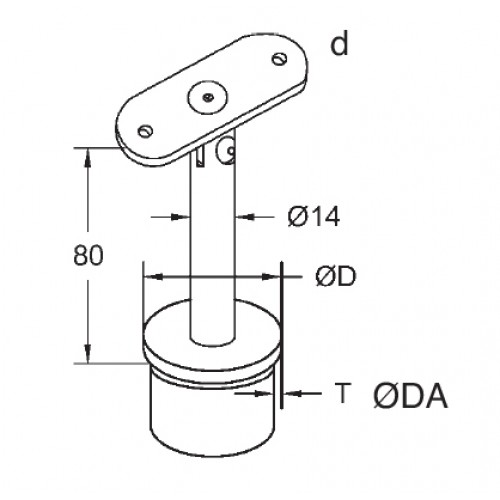 Flat Saddle Tube Support for upright post 42.4mm o/d x 2mm-316 Satin Polished 